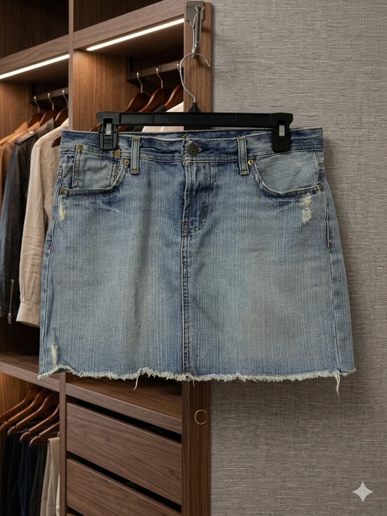 Polo Ralph Lauren Dresses & Skirts - Polo by Ralph Lauren Light Blue Distressed Denim Mini Skirt
